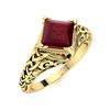Image 2 : Natural 0.99 CTW Ruby Solitaire Ring 14K Yellow Gold