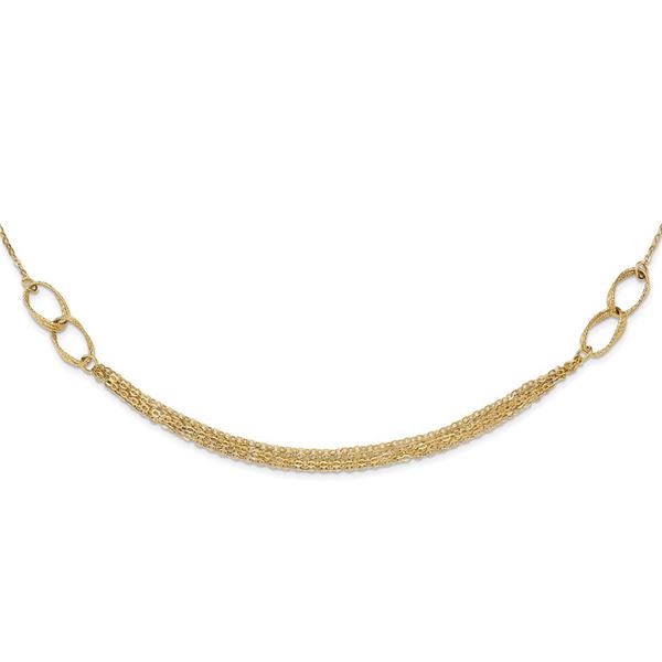14k Gold Polished & Textured Fancy Link Necklace