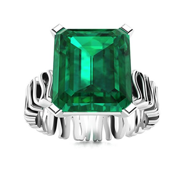 Natural 3.11 CTW Emerald Solitaire Ring 14K White Gold