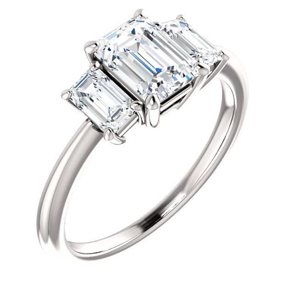 Natural 1.52 CTW 3-Stone Emerald Cut Diamond Engagement Ring 18KT White Gold