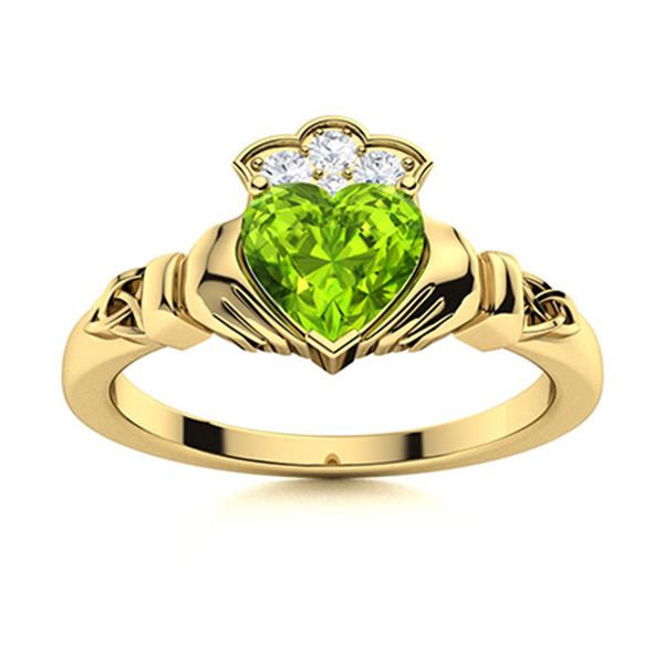 Natural 0.53 CTW Peridot & Diamond Engagement Ring 14K Yellow Gold