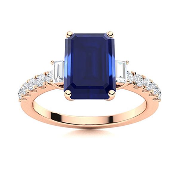 Natural 2.57 CTW Sapphire & Diamond  Engagement Ring 18K Rose Gold