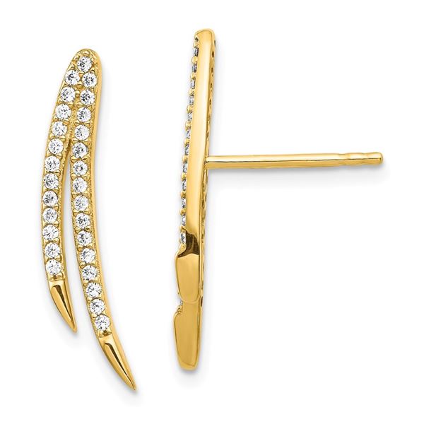 14k Cubic Zirconia Ear Climber Earrings - 39 mm