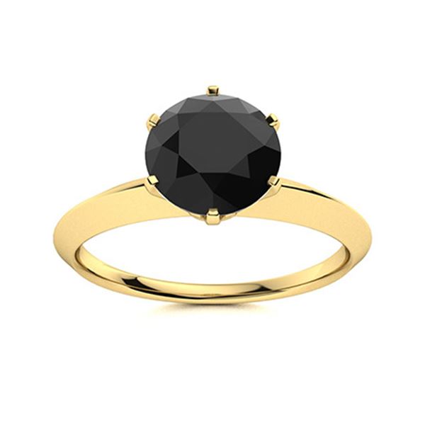 Natural 1.86 CTW Black Diamond Solitaire Ring 14K Yellow Gold