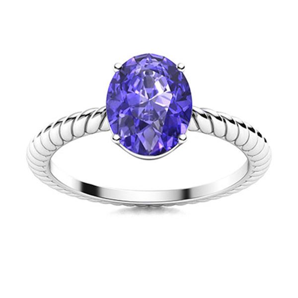Natural 3.06 CTW Tanzanite Solitaire Ring 14K White Gold