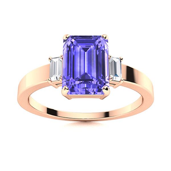 Natural 1.63 CTW Tanzanite & Diamond Engagement Ring 18K Rose Gold