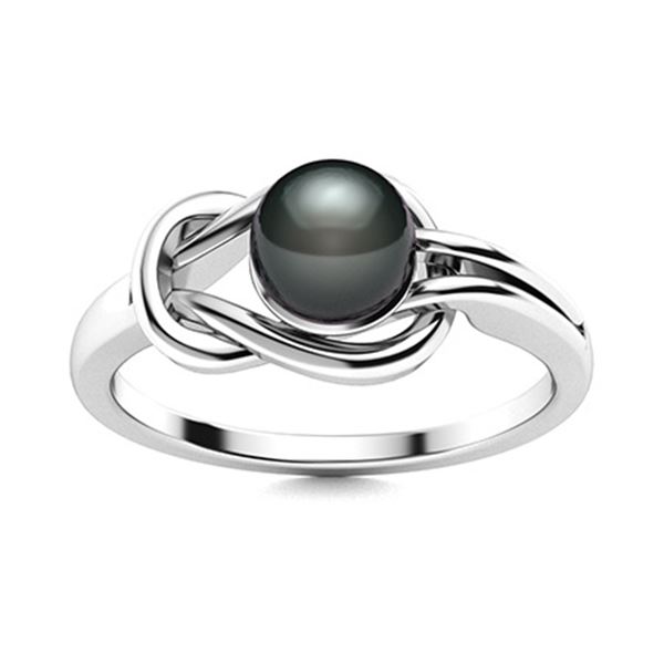 Natural 0.77 CTW Pearl Solitaire Ring 18K White Gold