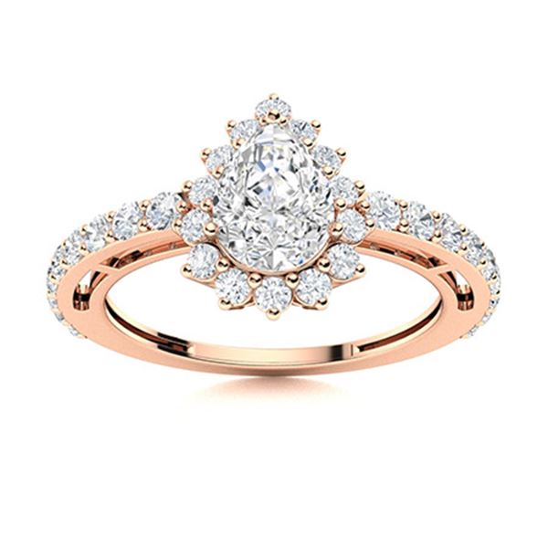 Natural 1.65 CTW Topaz & Diamond Engagement Ring 18K Rose Gold