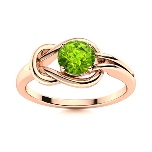 Natural 1.06 CTW Peridot Solitaire Ring 18K Rose Gold