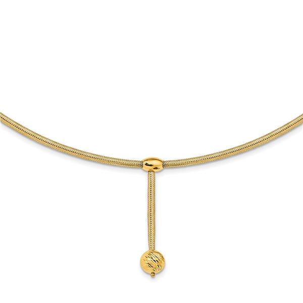 14k Yellow Gold Stretch Mesh Dangle w/ D/C Necklace - 18 in.