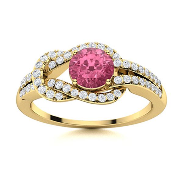 Natural 0.90 CTW Tourmaline & Diamond Engagement Ring 18K Yellow Gold