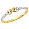 Image 1 : 14kt Yellow Gold Womens Round Diamond Infinity Stackable Band Ring 1/10 Cttw