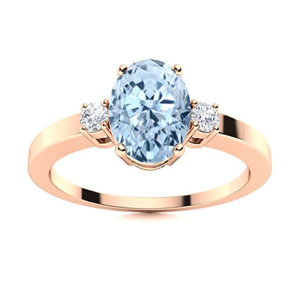 Natural 1.27 CTW Aquamarine & Diamond Engagement Ring 14K Rose Gold
