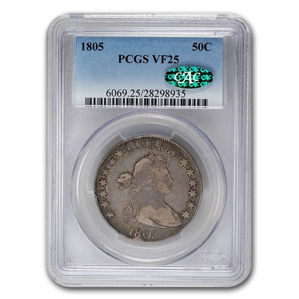 1805 Draped Bust Half Dollar VF-25 PCGS CAC