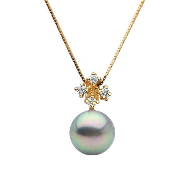Blue Akoya Pearl and Diamond Elsa Pendant