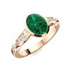 Image 2 : Natural 1.18 CTW Emerald & Diamond Engagement Ring 14K Rose Gold