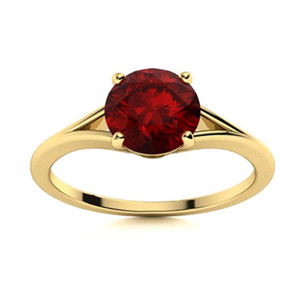 Natural 1.42 CTW Garnet Solitaire Ring 18K Yellow Gold