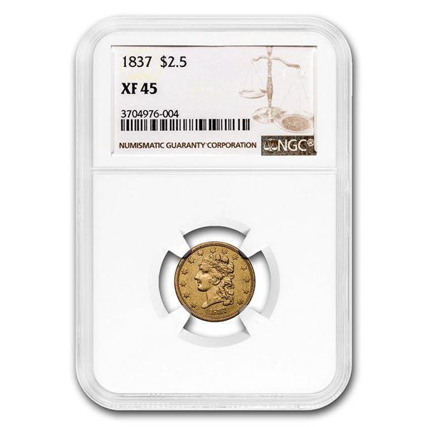 1837 $2.50 Gold Classic Head XF-45 NGC