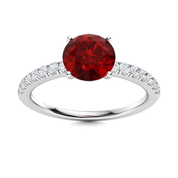 Natural 1.46 CTW Garnet & Diamond Engagement Ring 14K White Gold