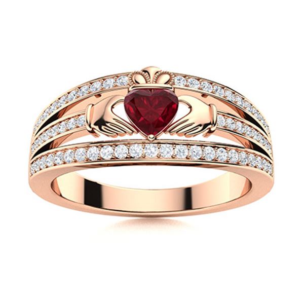 Natural 0.72 CTW Ruby & Diamond Engagement Ring 18K Rose Gold