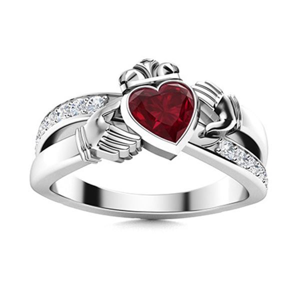 Natural 0.89 CTW Ruby & Diamond Engagement Ring 14K White Gold