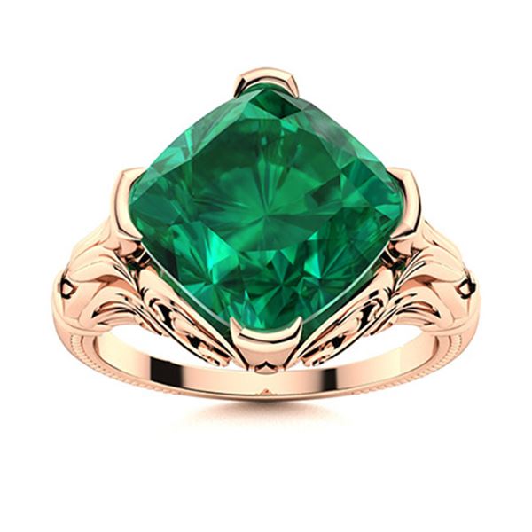 Natural 3.01 CTW Emerald Solitaire Ring 18K Rose Gold