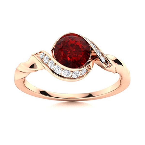 Natural 1.35 CTW Garnet & Diamond Engagement Ring 18K Rose Gold