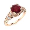 Image 2 : Natural 1.16 CTW Ruby & Diamond Engagement Ring 18K Rose Gold