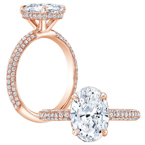 Natural 4.77 CTW Oval Cut Halo Pave Diamond Engagement Ring 18KT Rose Gold