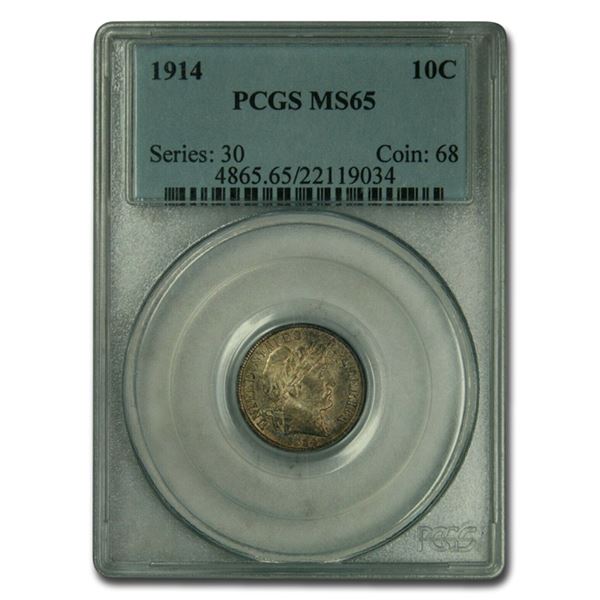1914 Barber Dime MS-65 PCGS