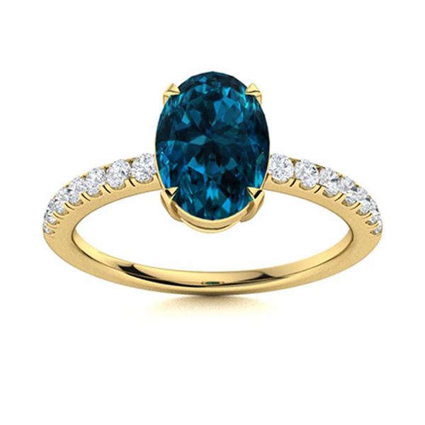 Natural 1.68 CTW Topaz & Diamond Engagement Ring 18K Yellow Gold