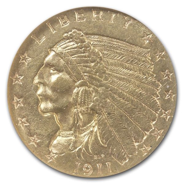 1911 $2.50 Indian Gold Quarter Eagle MS-61 NGC