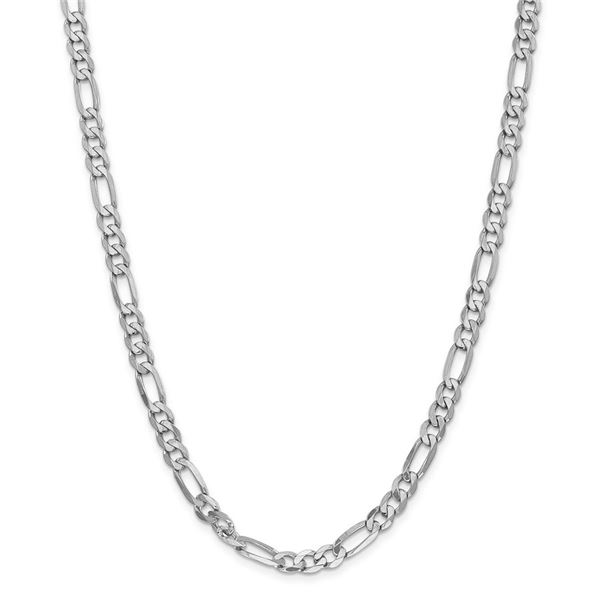 14k White Gold 6.0 mm Flat Figaro Chain - 22 in.