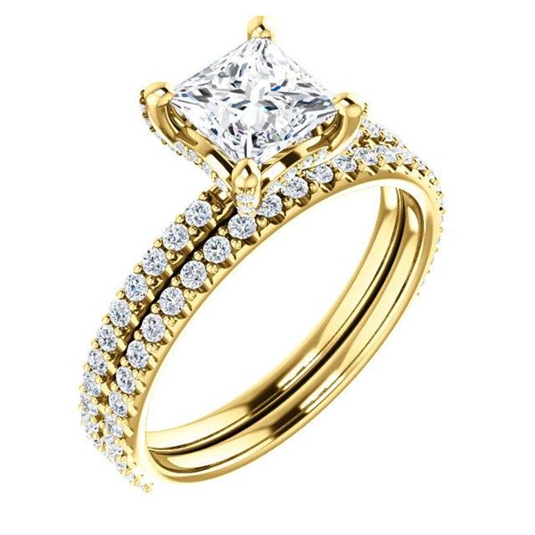 Natural 2.02 CTW Under-Halo Princess Cut Diamond Ring 18KT Yellow Gold