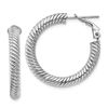 Image 1 : 10k White Gold Twisted Round Omega Back Hoop Earrings - 4x20 mm