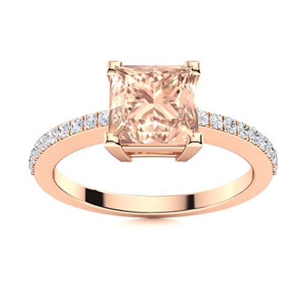 Natural 0.70 CTW Morganite & Diamond  Engagement Ring 18K Rose Gold
