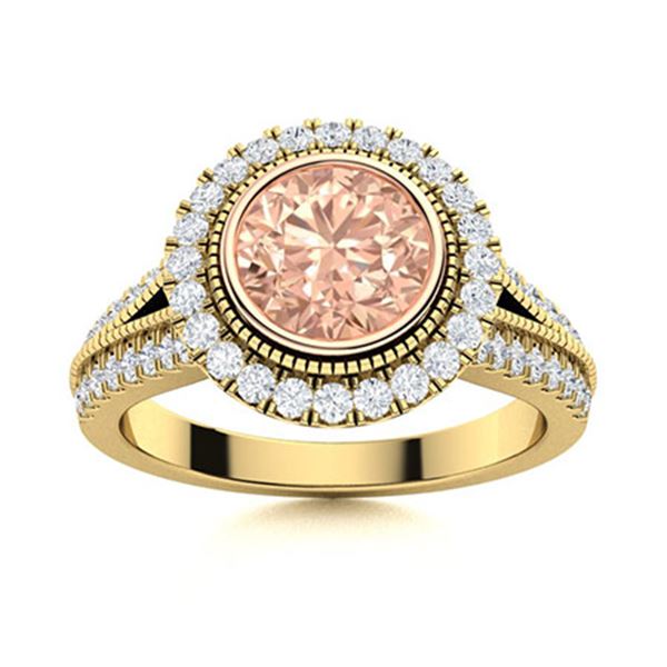 Natural 1.79 CTW Morganite & Diamond Engagement Ring 18K Yellow Gold