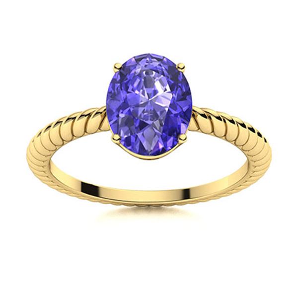 Natural 1.11 CTW Tanzanite Solitaire Ring 14K Yellow Gold