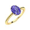 Image 2 : Natural 1.11 CTW Tanzanite Solitaire Ring 14K Yellow Gold