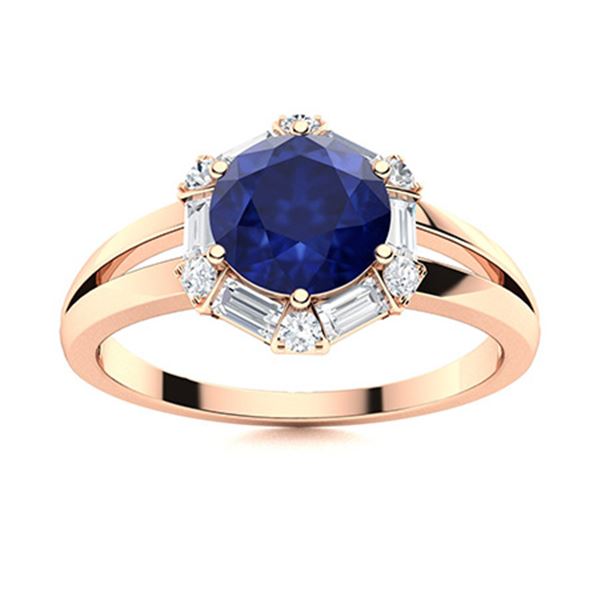 Natural 1.62 CTW Sapphire & Diamond Engagement Ring 18K Rose Gold