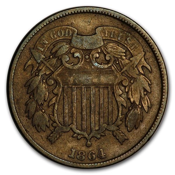 1864 Two Cent Piece VF (Rotated Rev)