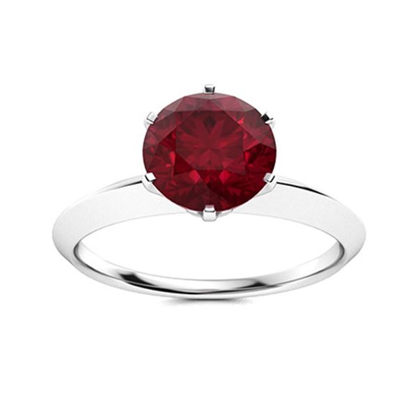 Natural 2.01 CTW Ruby Solitaire Ring 14K White Gold