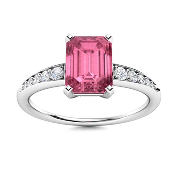 Natural 1.09 CTW Tourmaline & Diamond Engagement Ring 18K White Gold