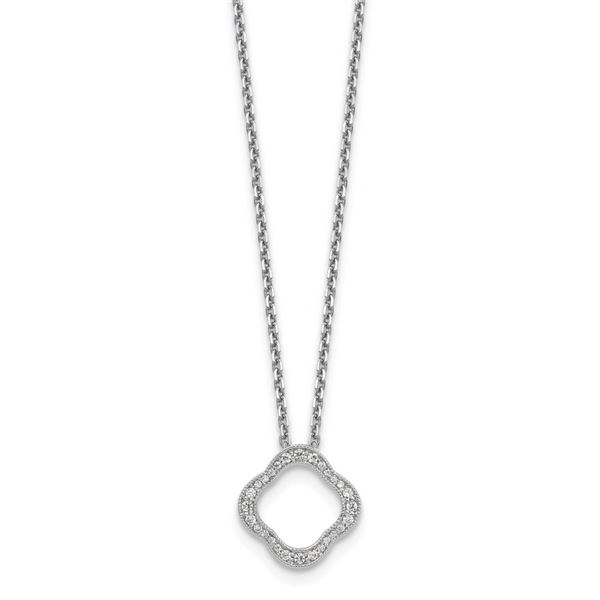 14k White Gold .168ct Diamond Florette Necklace - 18 in.