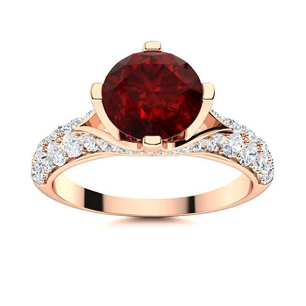 Natural 2.53 CTW Garnet & Diamond Engagement Ring 14K Rose Gold