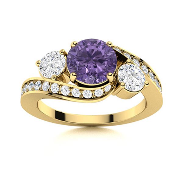Natural 1.41 CTW Iolite & Diamond Engagement Ring 14K Yellow Gold