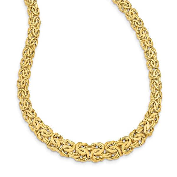 14k Yellow Gold Graduated 7-12 mm Byzantine Necklace - 17.5 in.