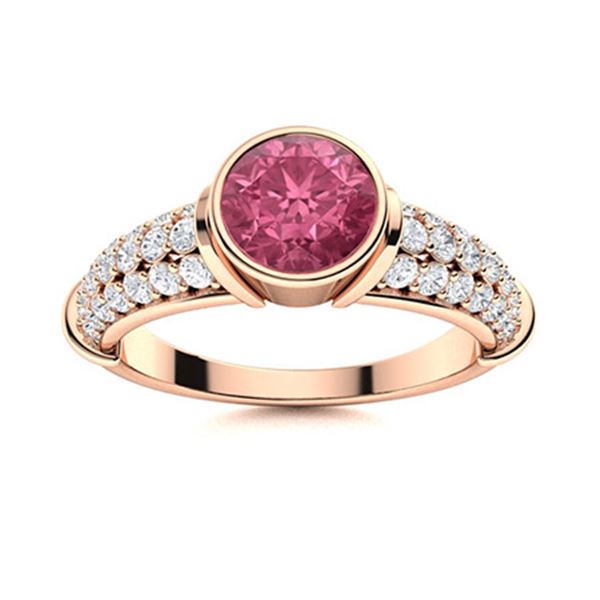 Natural 1.77 CTW Tourmaline & Diamond Engagement Ring 18K Rose Gold