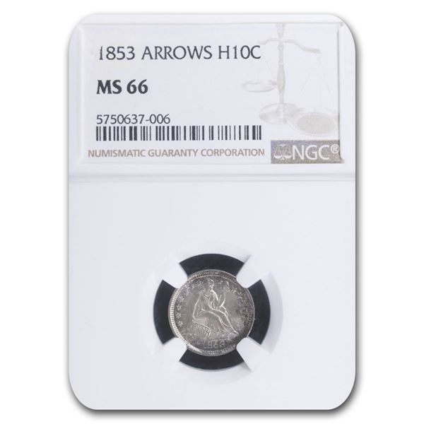 1853 Liberty Seated Half Dime w/Arrows MS-66 NGC
