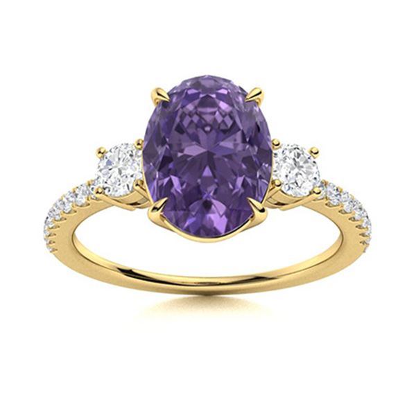 Natural 1.48 CTW Iolite & Diamond Engagement Ring 14K Yellow Gold